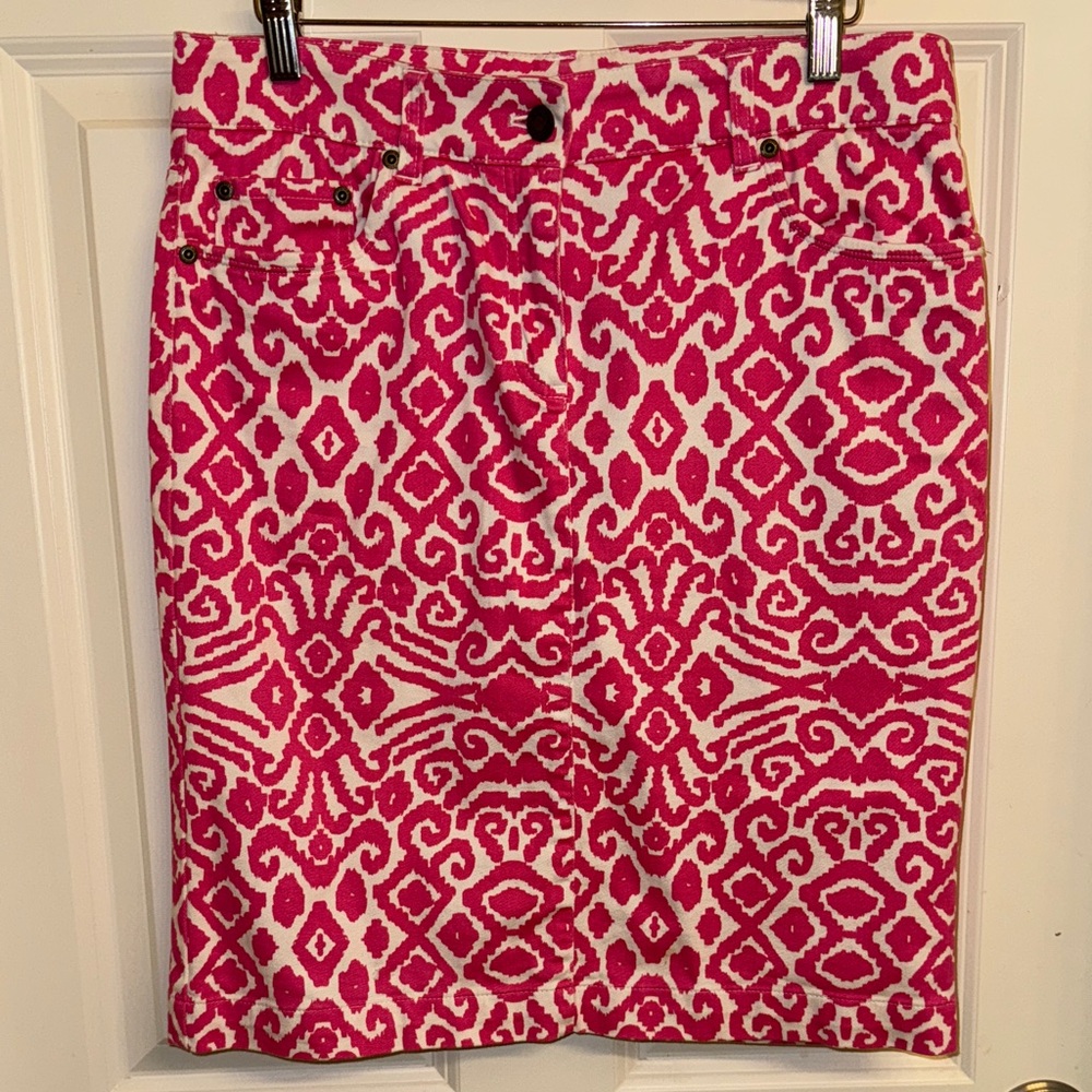 Jones New York Pink and White Geometric Pencil Skirt